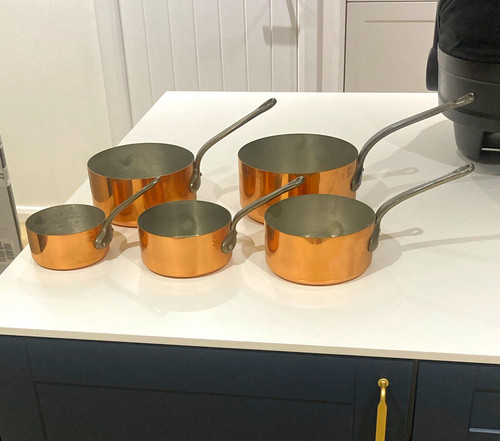 Copper saucepan set piece - saucepan,